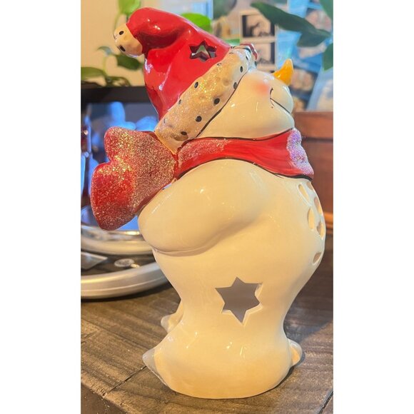 Christmas Blue Sky Clayworks Heather Goldminc Snowman Tea Light Holder READ - Picture 9 of 9